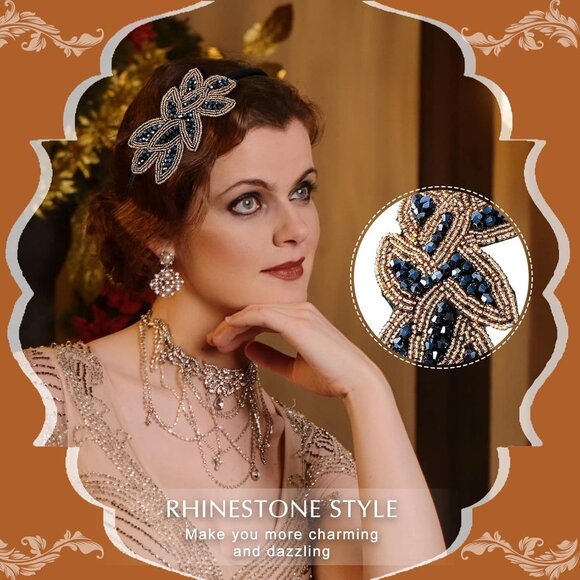 3 Pcs 1920s Flapper Headbands Women Vintage Rhinestone Gatsby Accessories - Picture 4 of 7